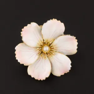 Enamel Flower Pendant | Antique Flower Brooch or Pendant
