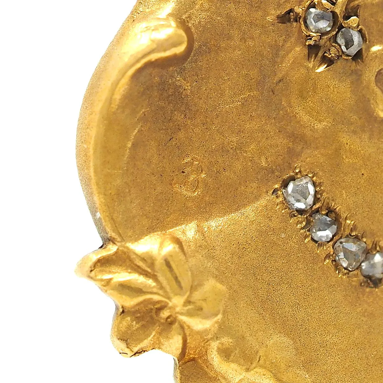 Epinay De Briort French Art Nouveau Diamond 18 Karat Yellow Gold Floral Lady Antique Stickpin