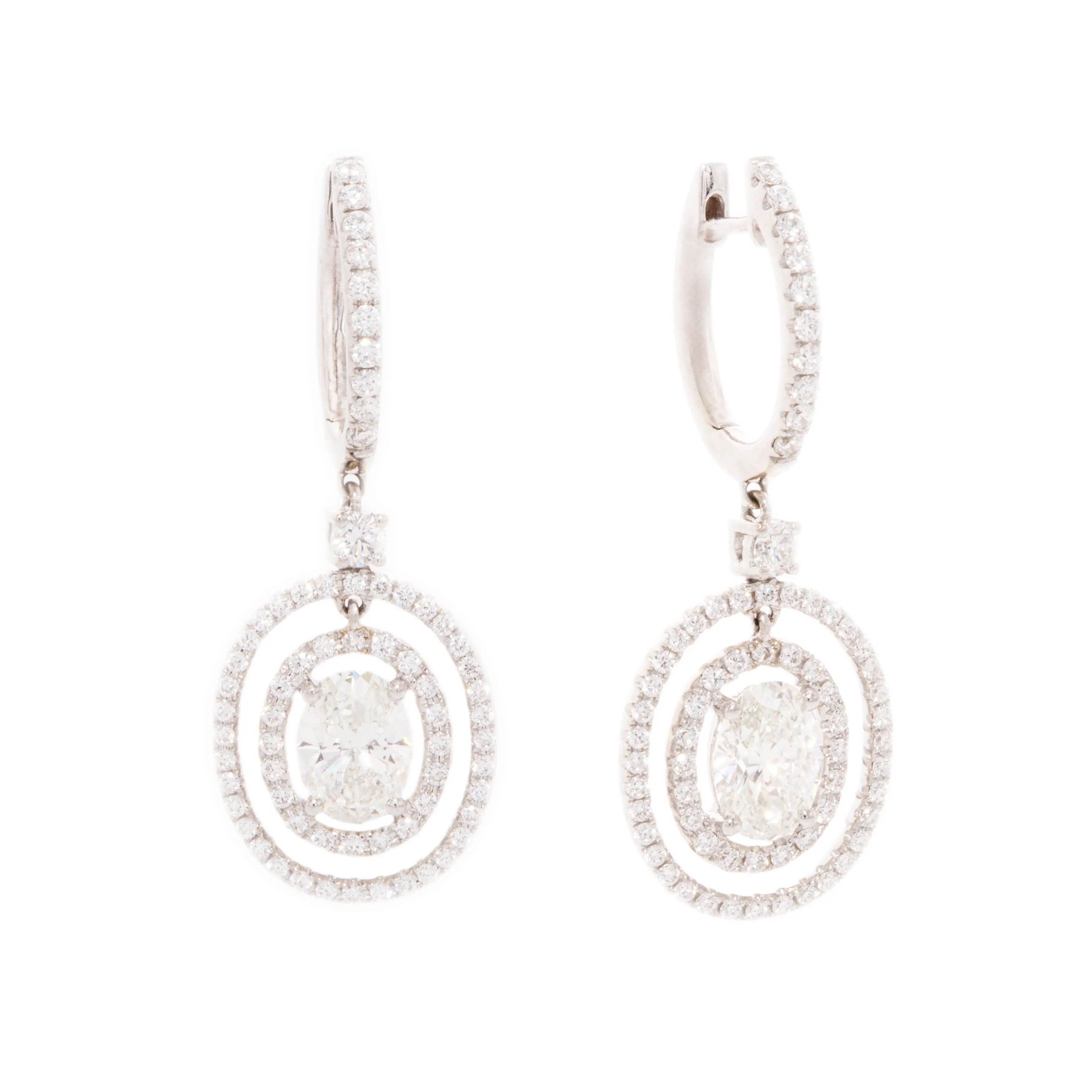 Estate 2.80ct 18k White Gold Diamond Drop Earrings