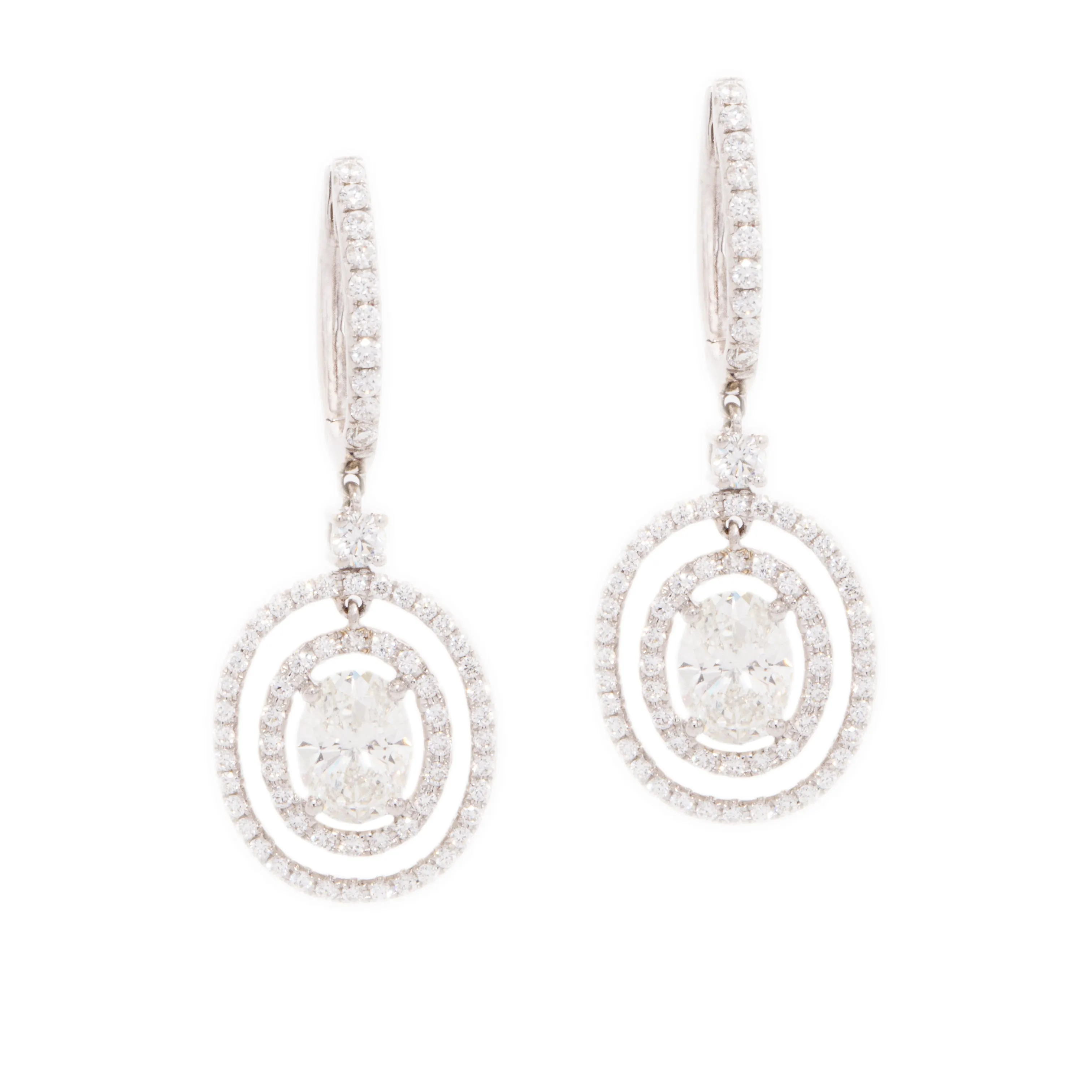 Estate 2.80ct 18k White Gold Diamond Drop Earrings