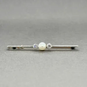 Estate Edwardian 14K R Gold Pearl & 0.26ctw Diamond Pin