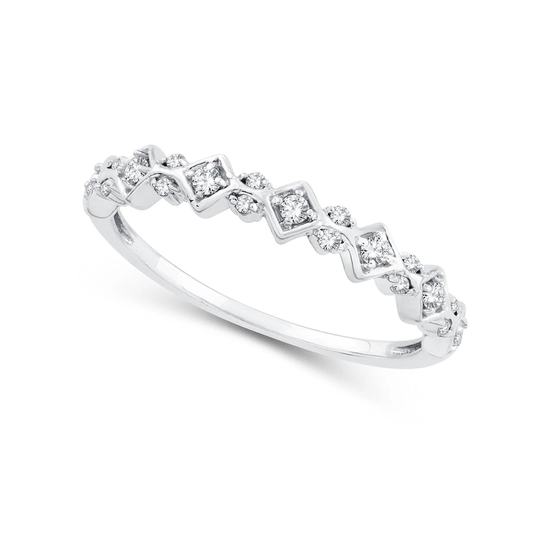 EternalDia 0.15 Cttw Diamond Wedding Stackable Band in 10k White Gold