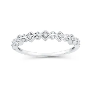 EternalDia 0.15 Cttw Diamond Wedding Stackable Band in 10k White Gold