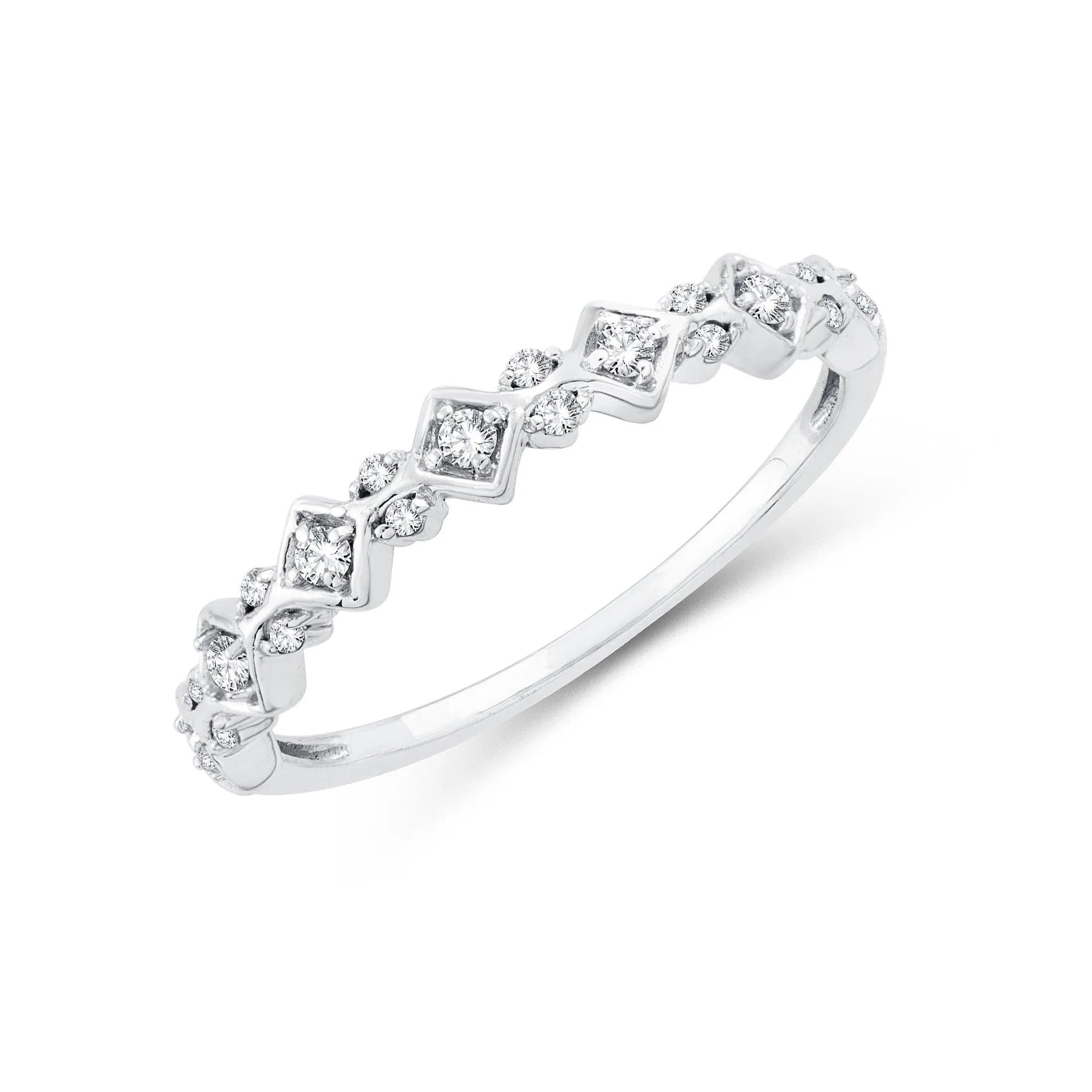 EternalDia 0.15 Cttw Diamond Wedding Stackable Band in 10k White Gold