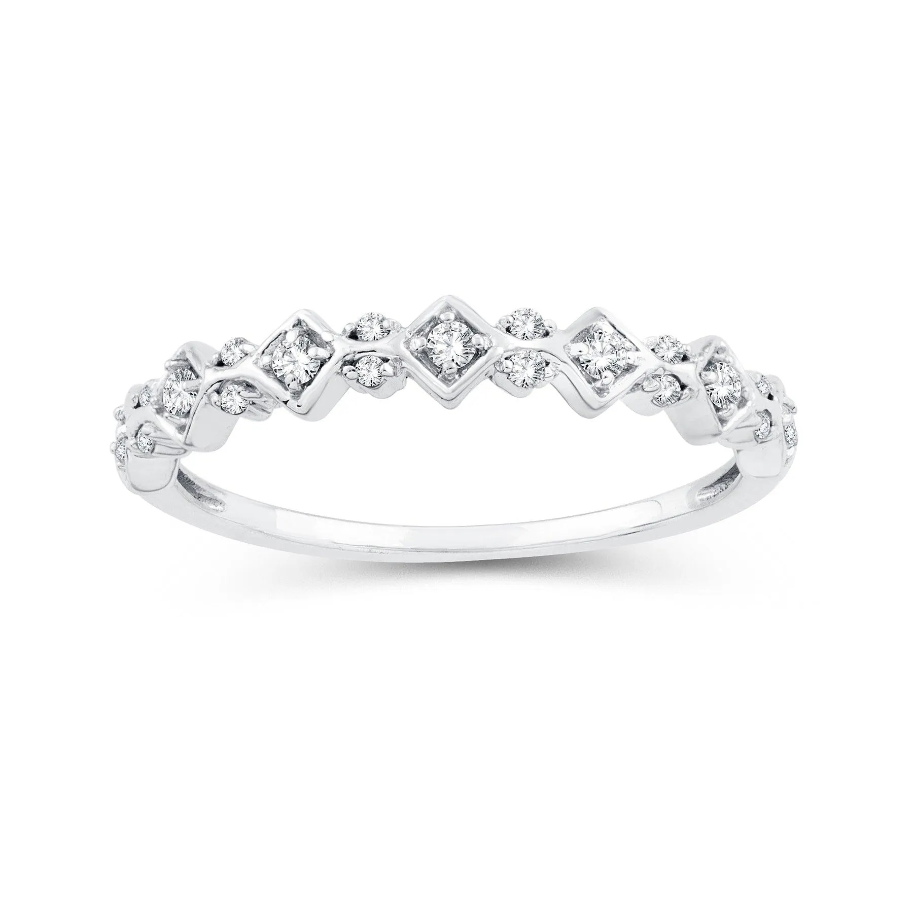 EternalDia 0.15 Cttw Diamond Wedding Stackable Band in 10k White Gold