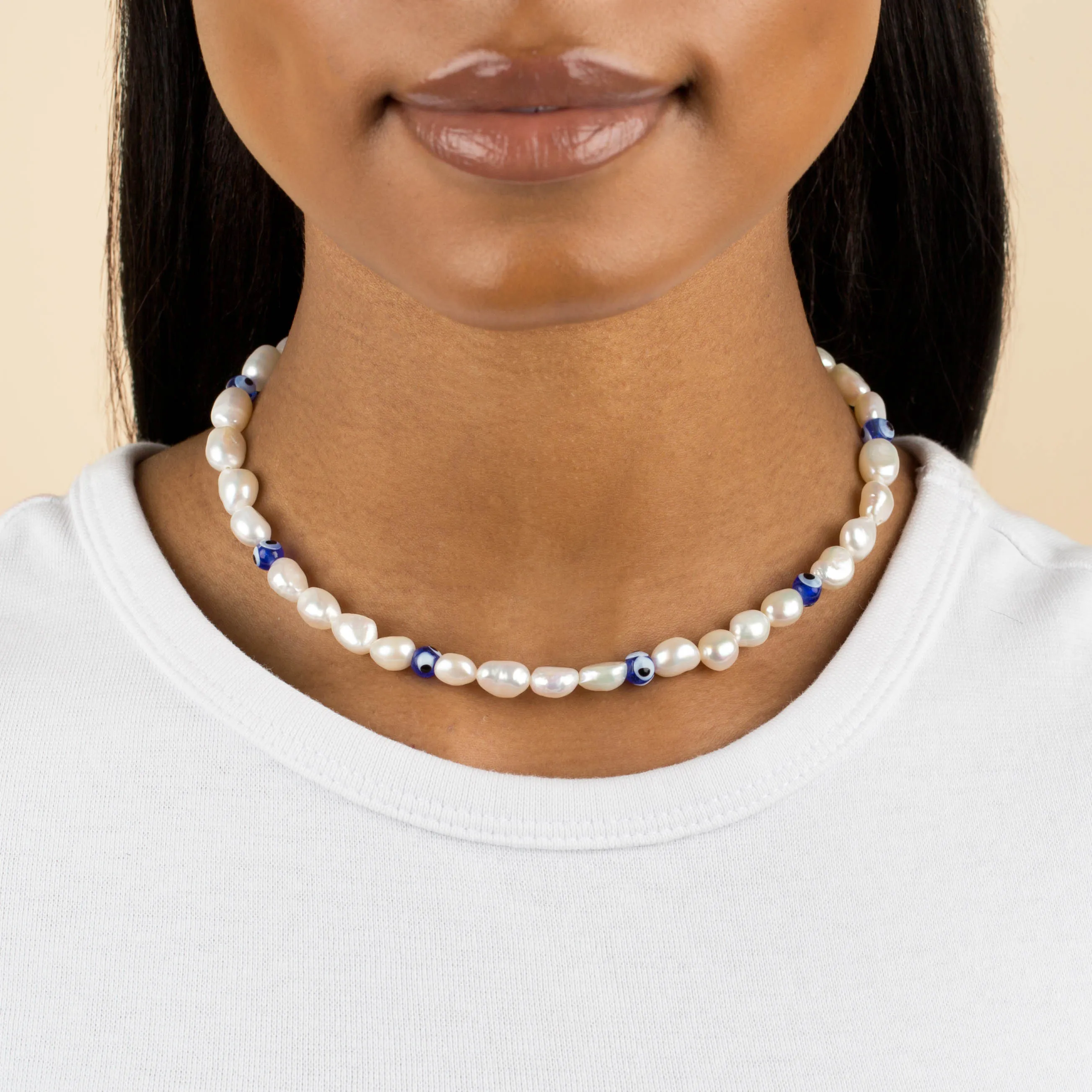 Evil Eye Pearl Necklace