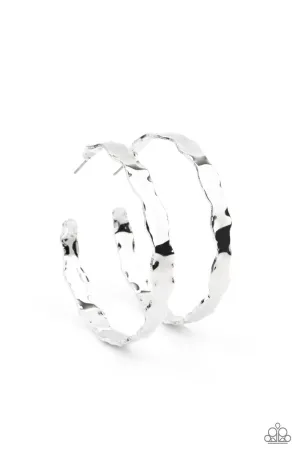 Exhilarated Edge Silver Paparazzi Earrings