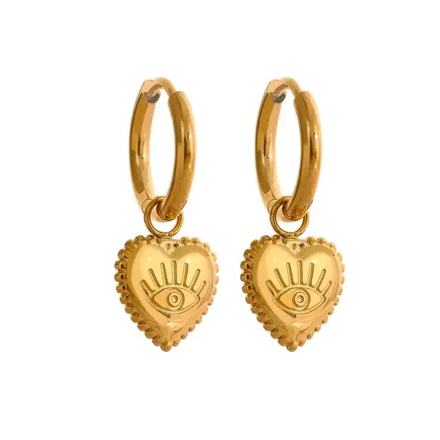 Eye Heart Drop Earrings