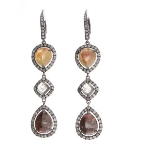 Faceted Diamond Drop Earrings