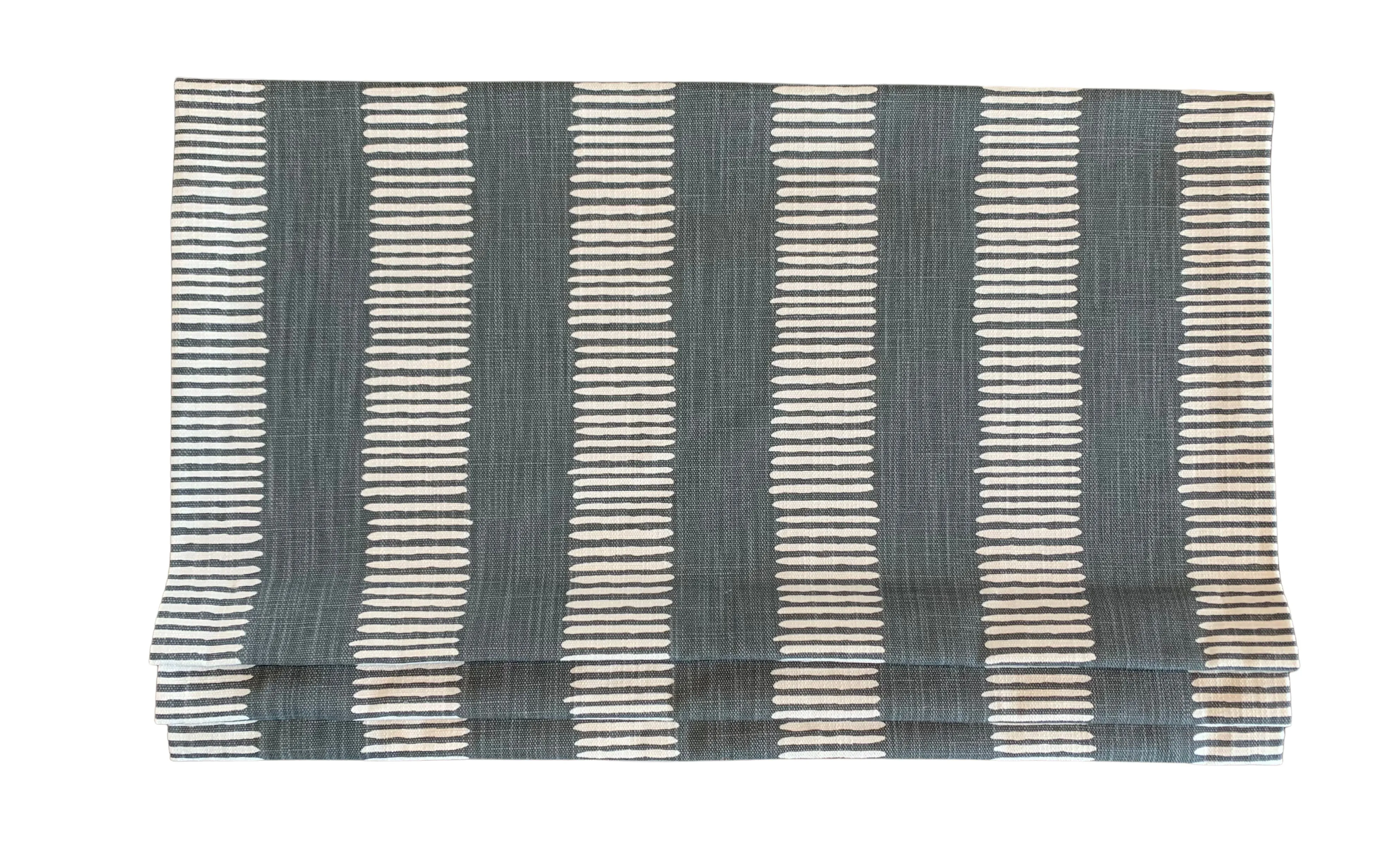 Faux Roman Shade Valance in Iron Grey or Brazilian Yellow and White Dash Print on Premium Slub Linen Fabric,  Custom Made.  Fully Lined