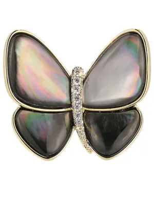 Fleur de Camélia Mother of Pearl Butterfly Brooch