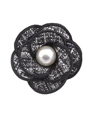 Fleur de Camélia Tweed Pearl Flower Brooch