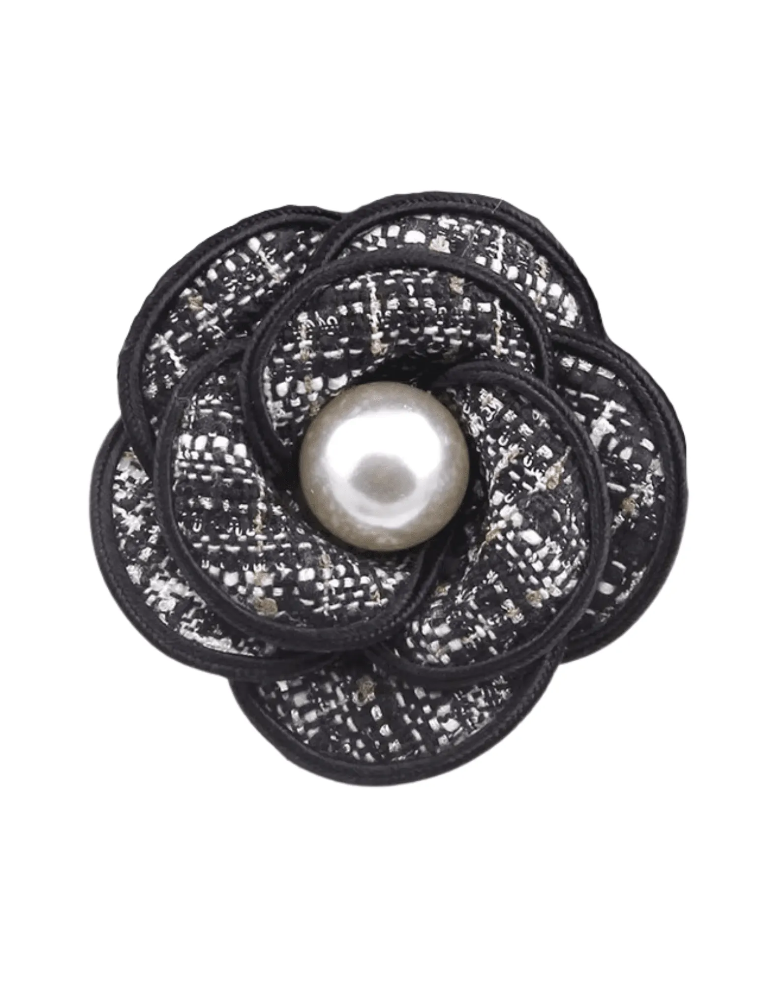 Fleur de Camélia Tweed Pearl Flower Brooch