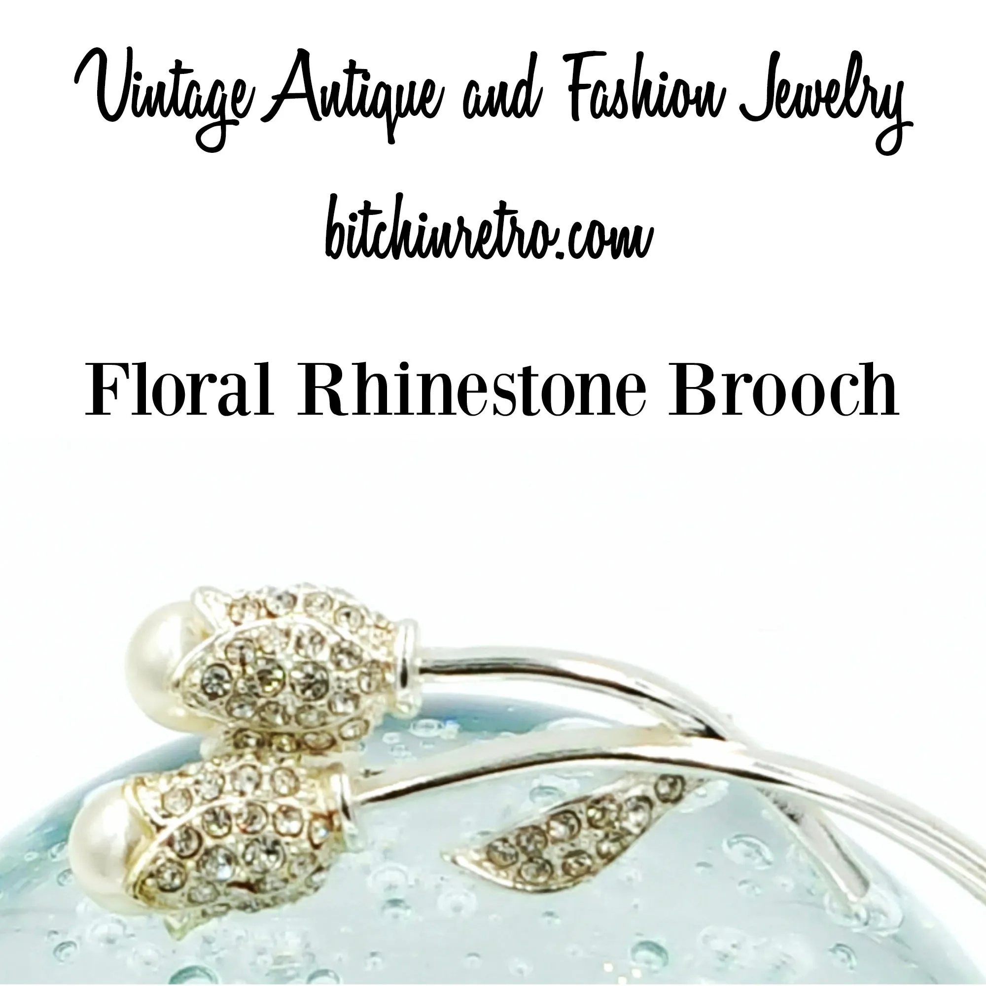 Floral Rhinestone Brooch With Pearl Flower Buds