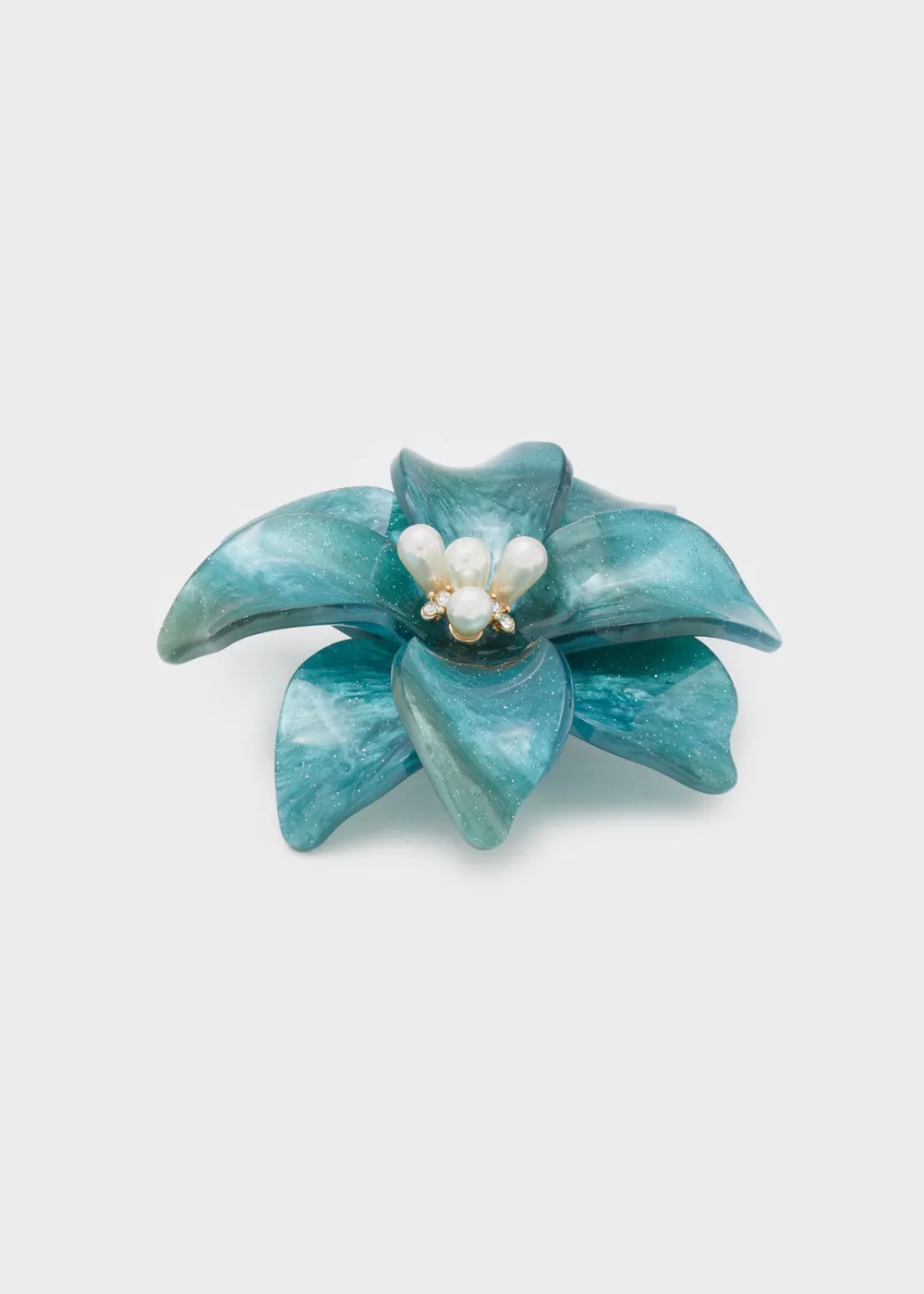 FLOWER BROOCH IN RESIN  PEARLS