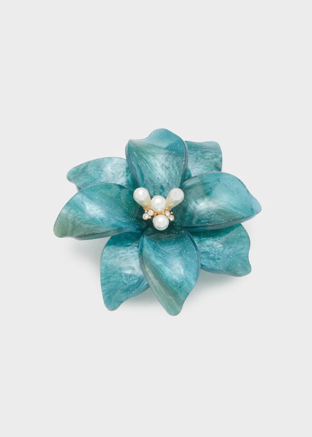 FLOWER BROOCH IN RESIN  PEARLS