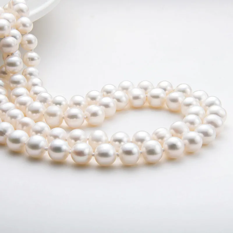 Freshwater Cultured White Pearl Necklace Butterfly Buckle