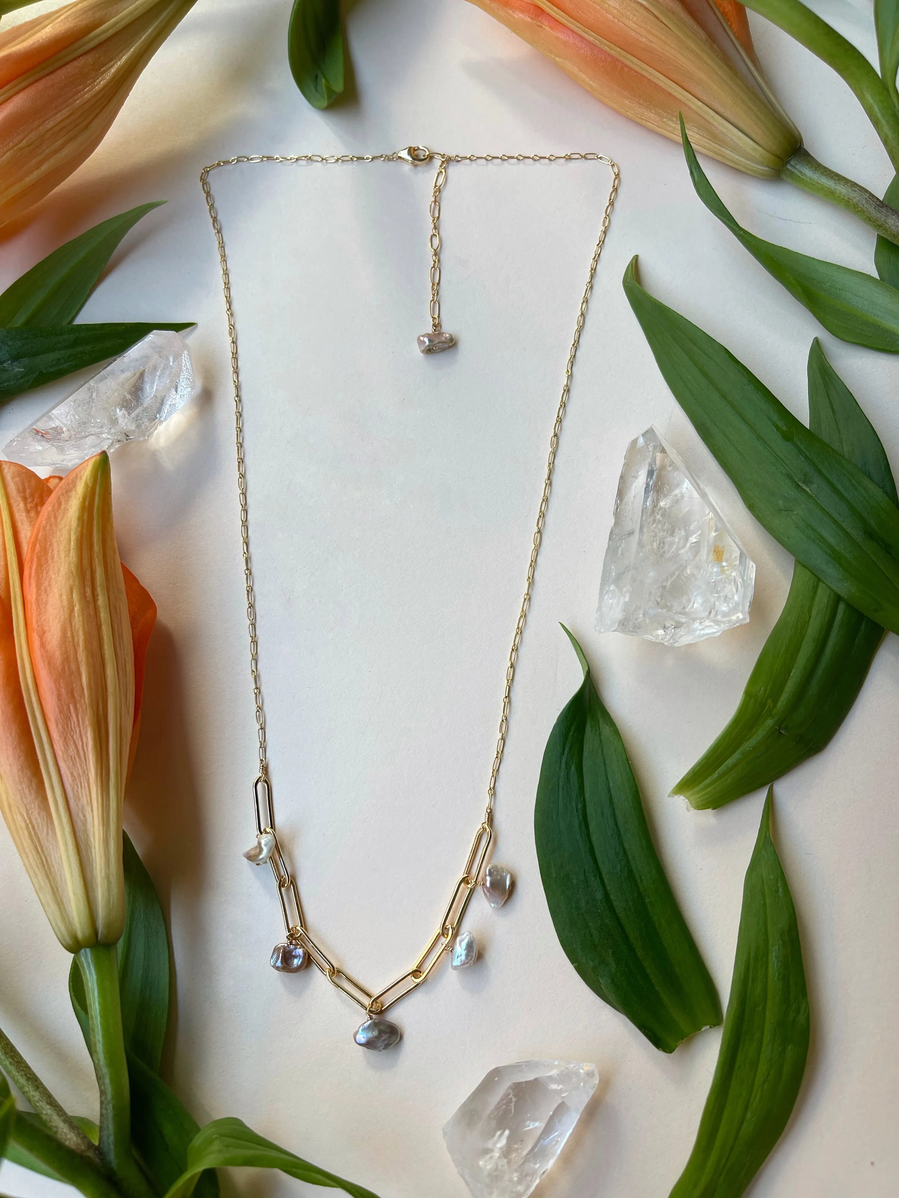Freshwater Pearl Mixed Chain Necklace