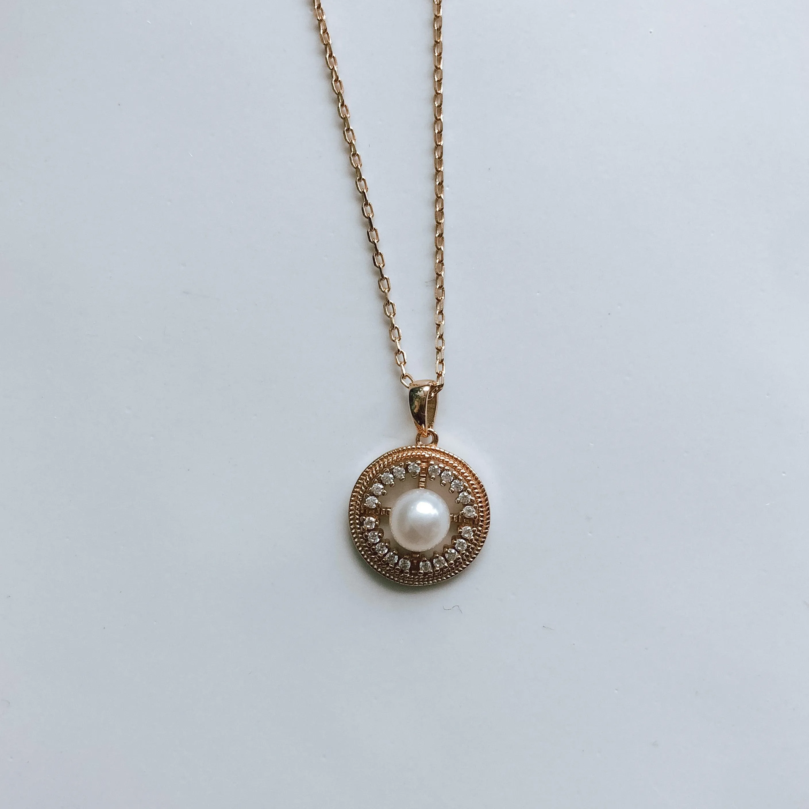 Freshwater Pearl Necklace | 14K Gold Vermeil | Cubic Zirconia
