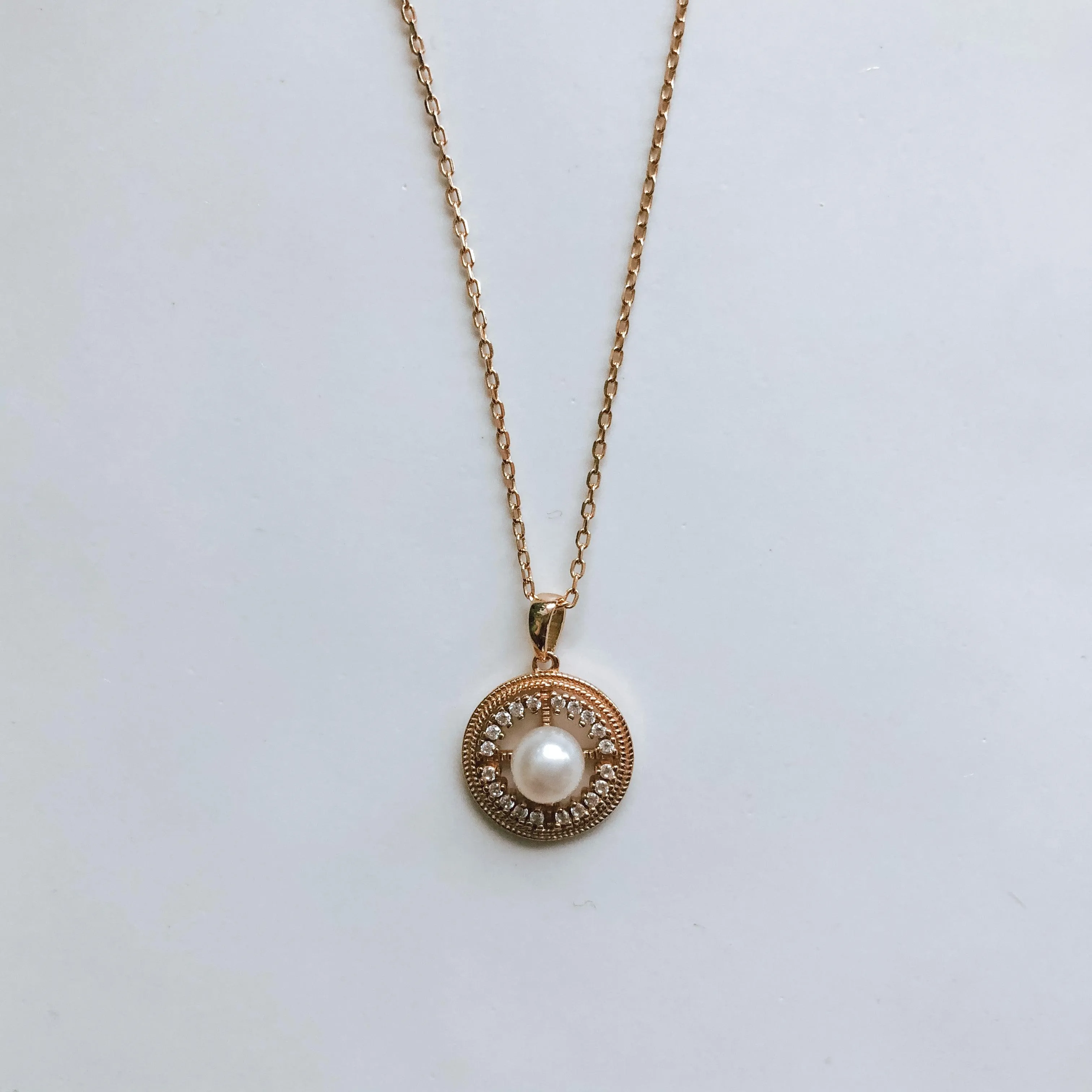 Freshwater Pearl Necklace | 14K Gold Vermeil | Cubic Zirconia
