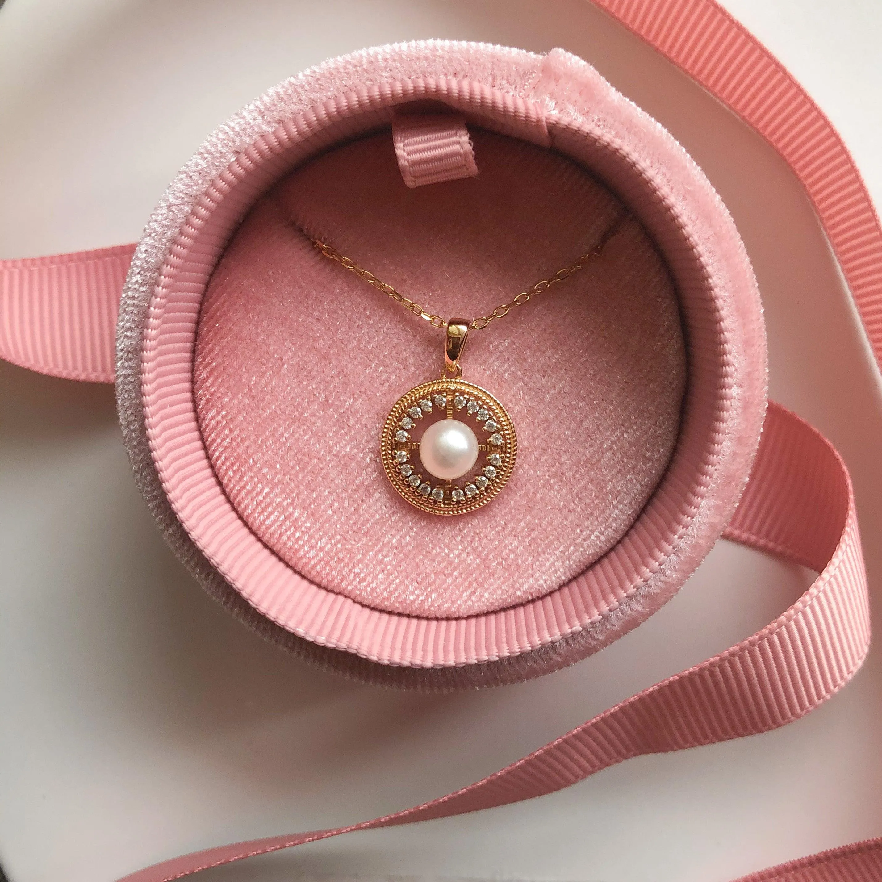 Freshwater Pearl Necklace | 14K Gold Vermeil | Cubic Zirconia