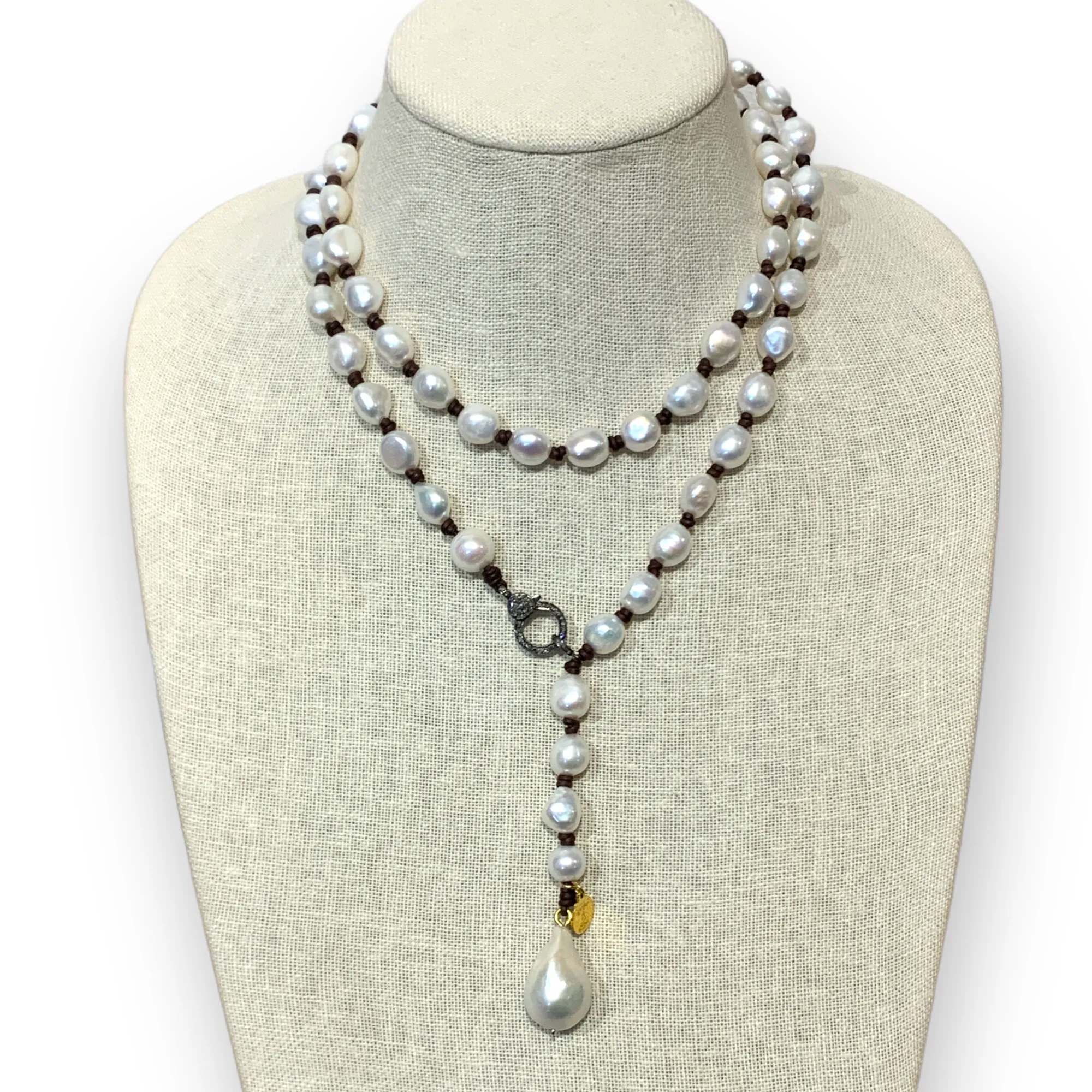 Freshwater Pearls w/ Diamond Clasp Princess Necklace