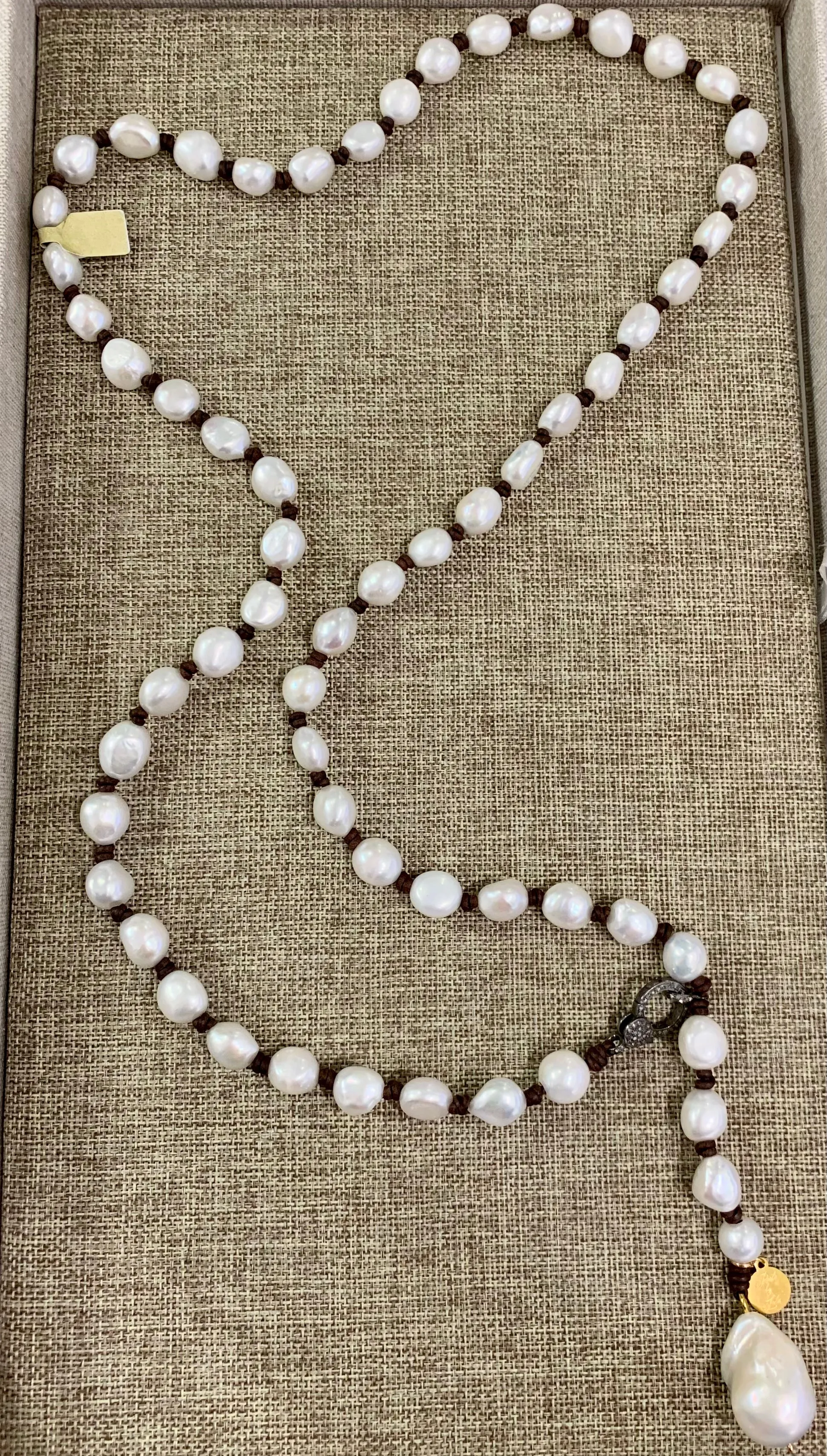 Freshwater Pearls w/ Diamond Clasp Princess Necklace