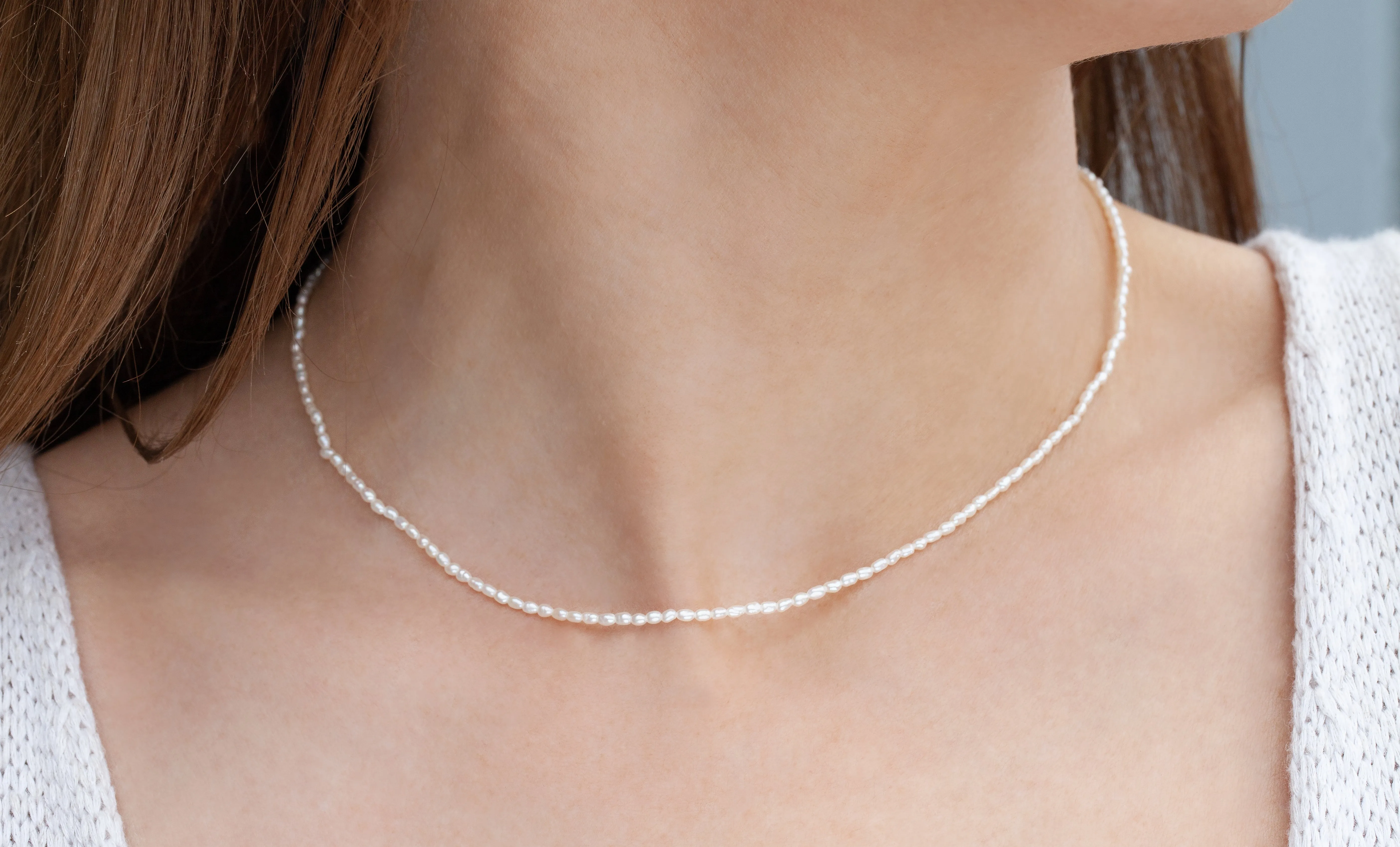 Freshwater Seed Pearl Necklace (Ready to Ship, 18")