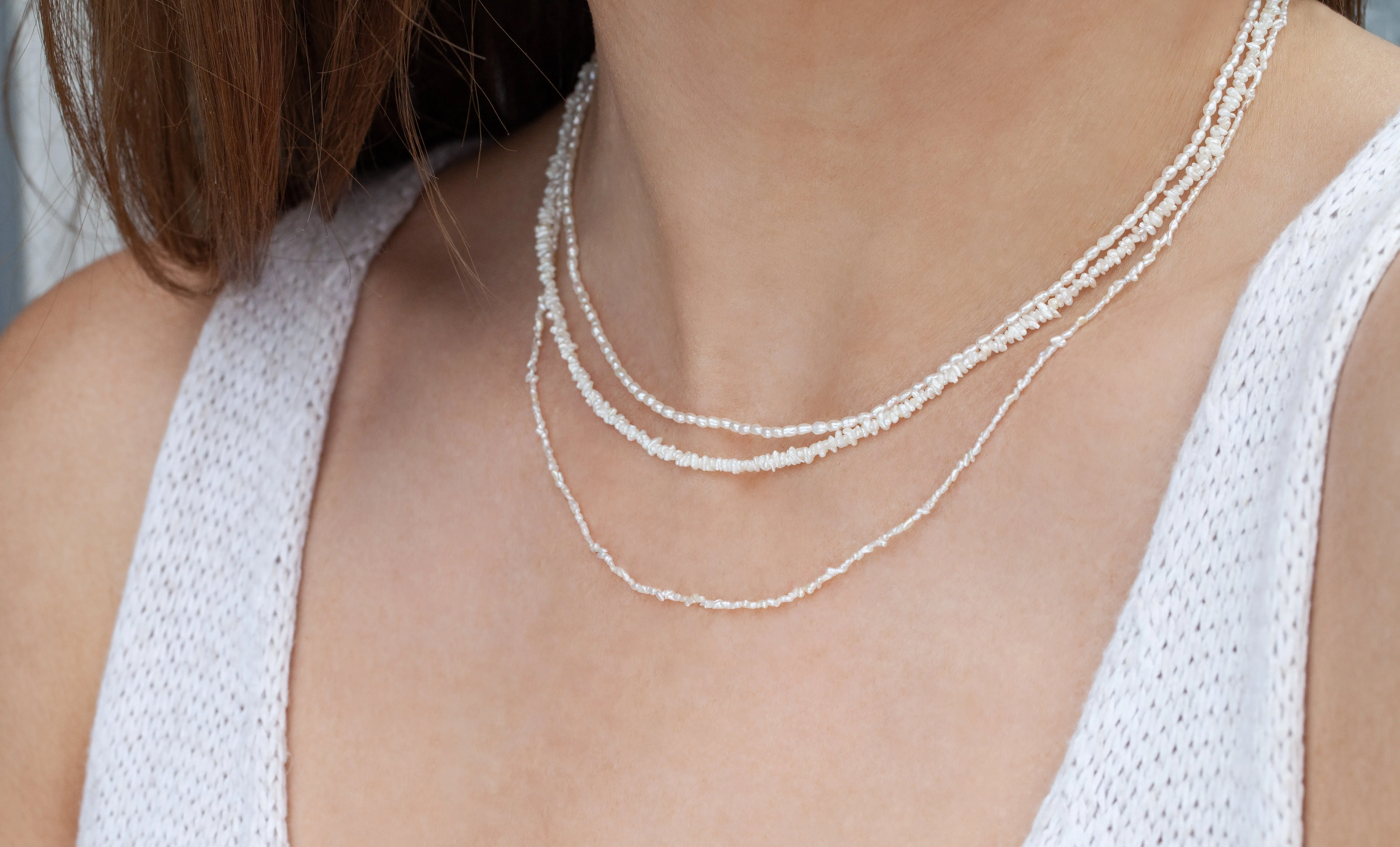 Freshwater Seed Pearl Necklace (Ready to Ship, 18")