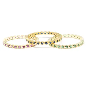 Full Eternity Colored CZ Band Ring - Gold