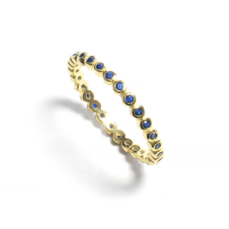 Full Eternity Colored CZ Band Ring - Gold