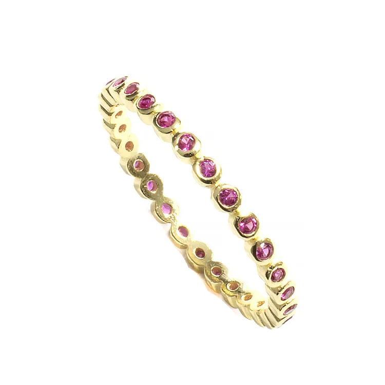 Full Eternity Colored CZ Band Ring - Gold