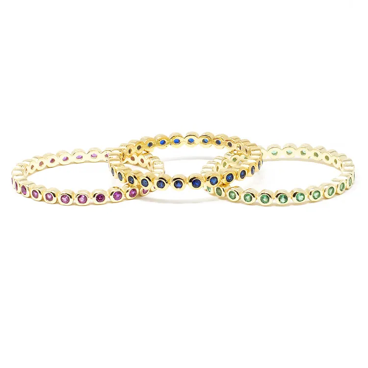 Full Eternity Colored CZ Band Ring - Gold