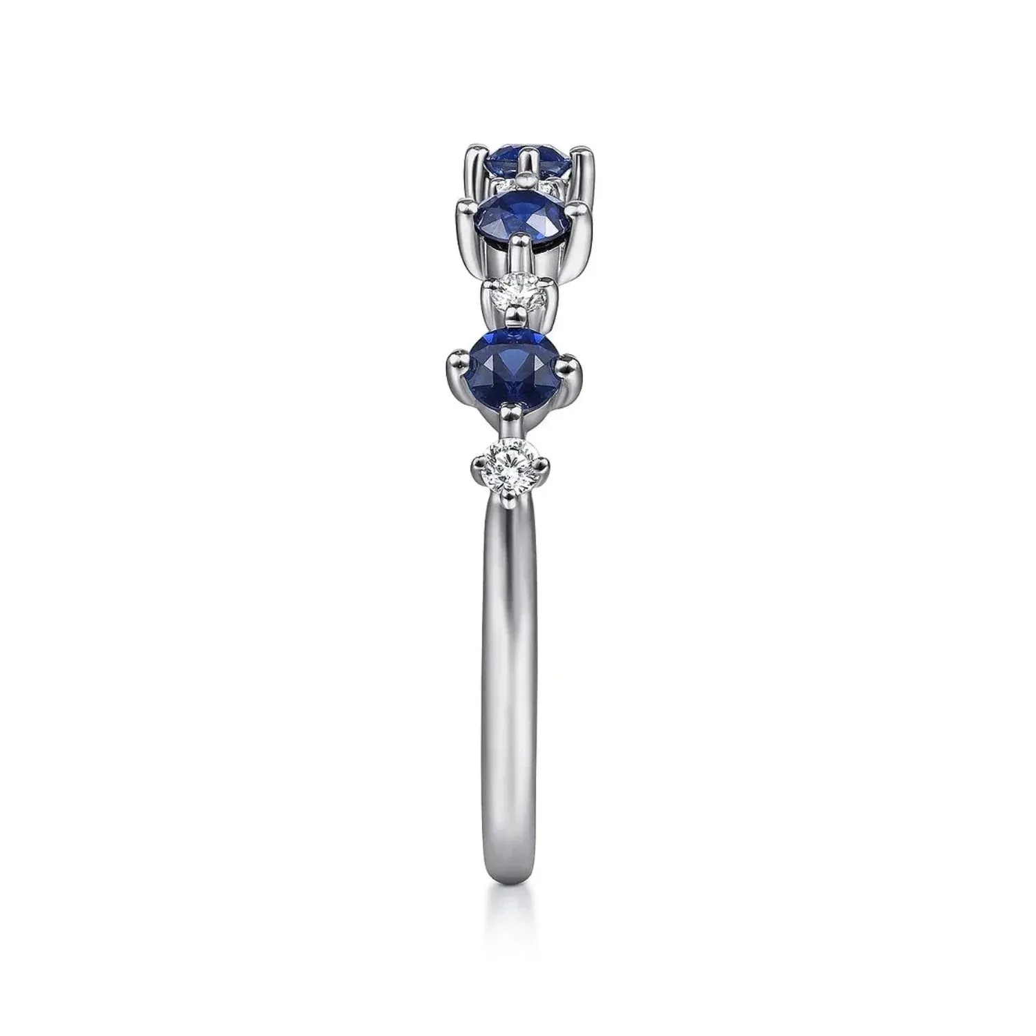 Gabriel & Co. Blue Sapphire & Diamond Five Stone Band