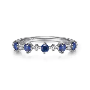 Gabriel & Co. Blue Sapphire & Diamond Five Stone Band