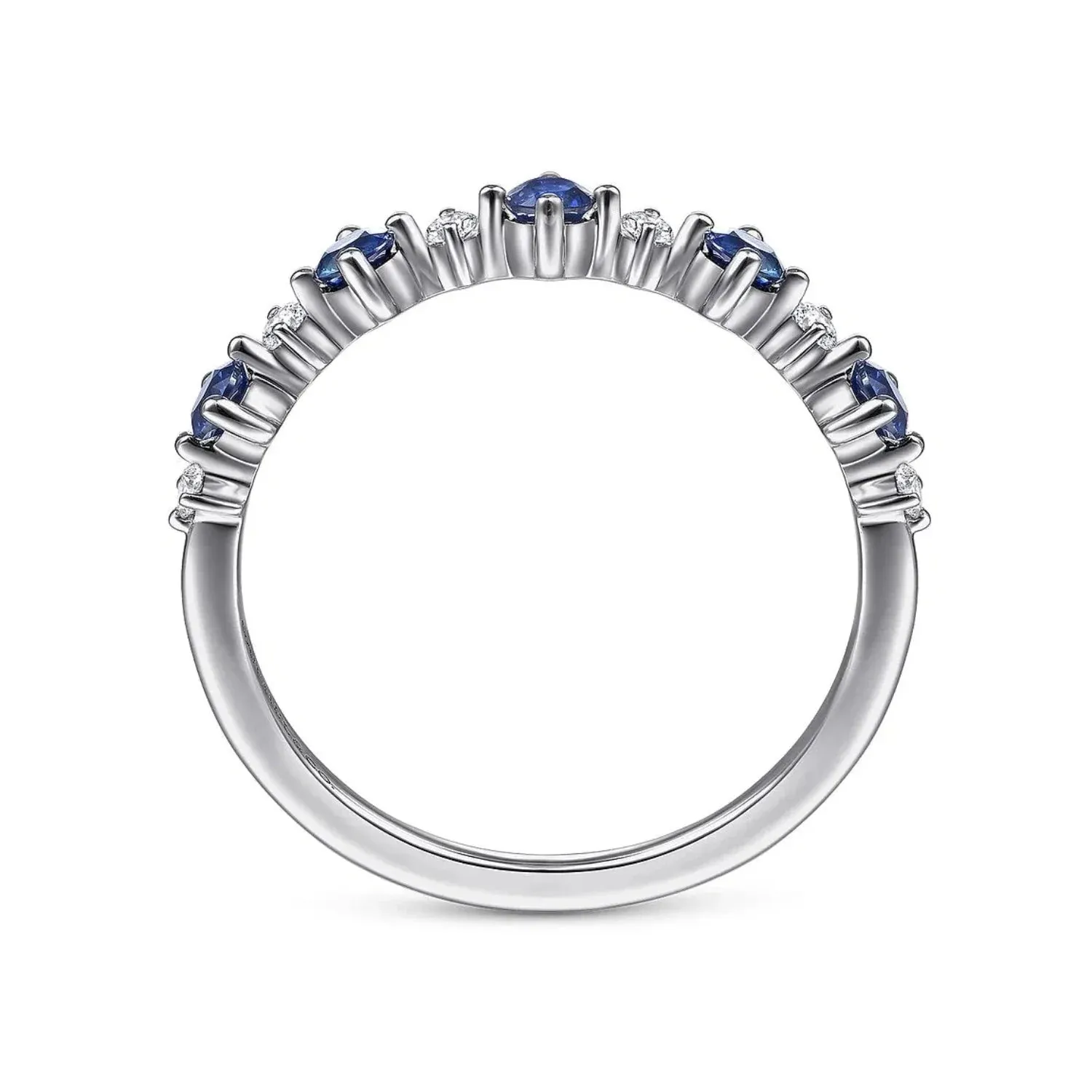 Gabriel & Co. Blue Sapphire & Diamond Five Stone Band
