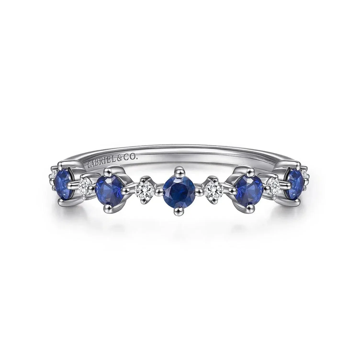 Gabriel & Co. Blue Sapphire & Diamond Five Stone Band