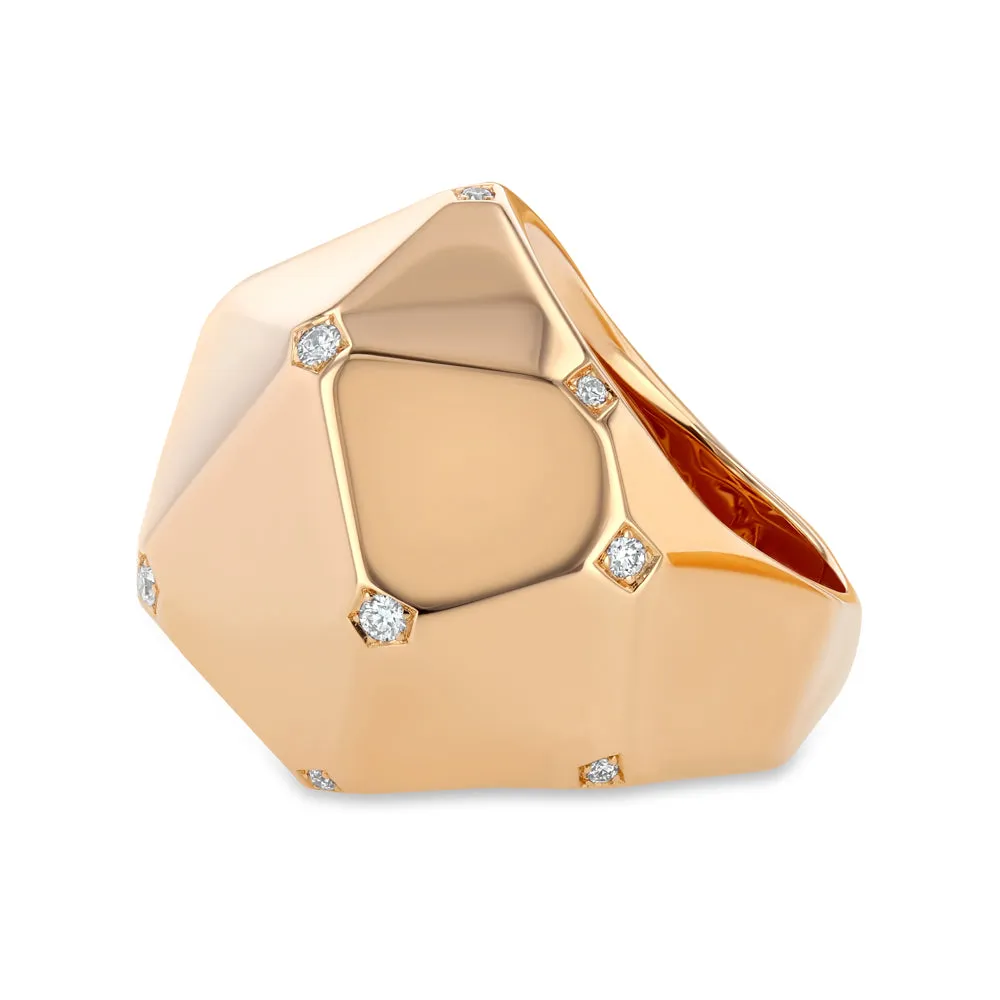 Geometric 18k Rose Gold and Diamond Ring