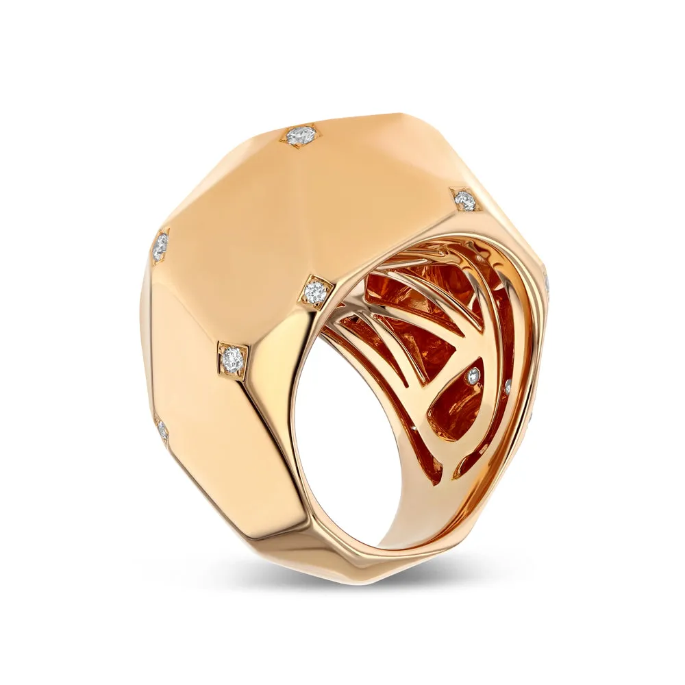 Geometric 18k Rose Gold and Diamond Ring