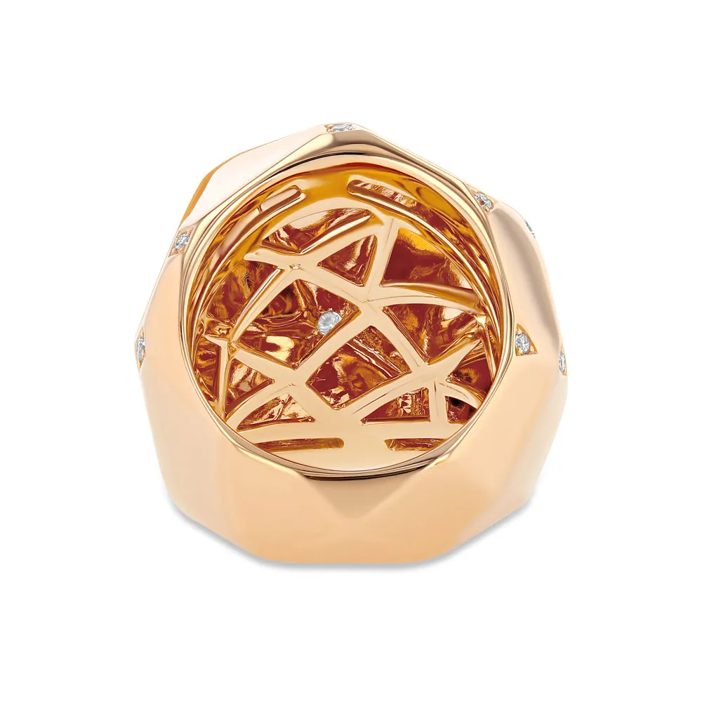 Geometric 18k Rose Gold and Diamond Ring