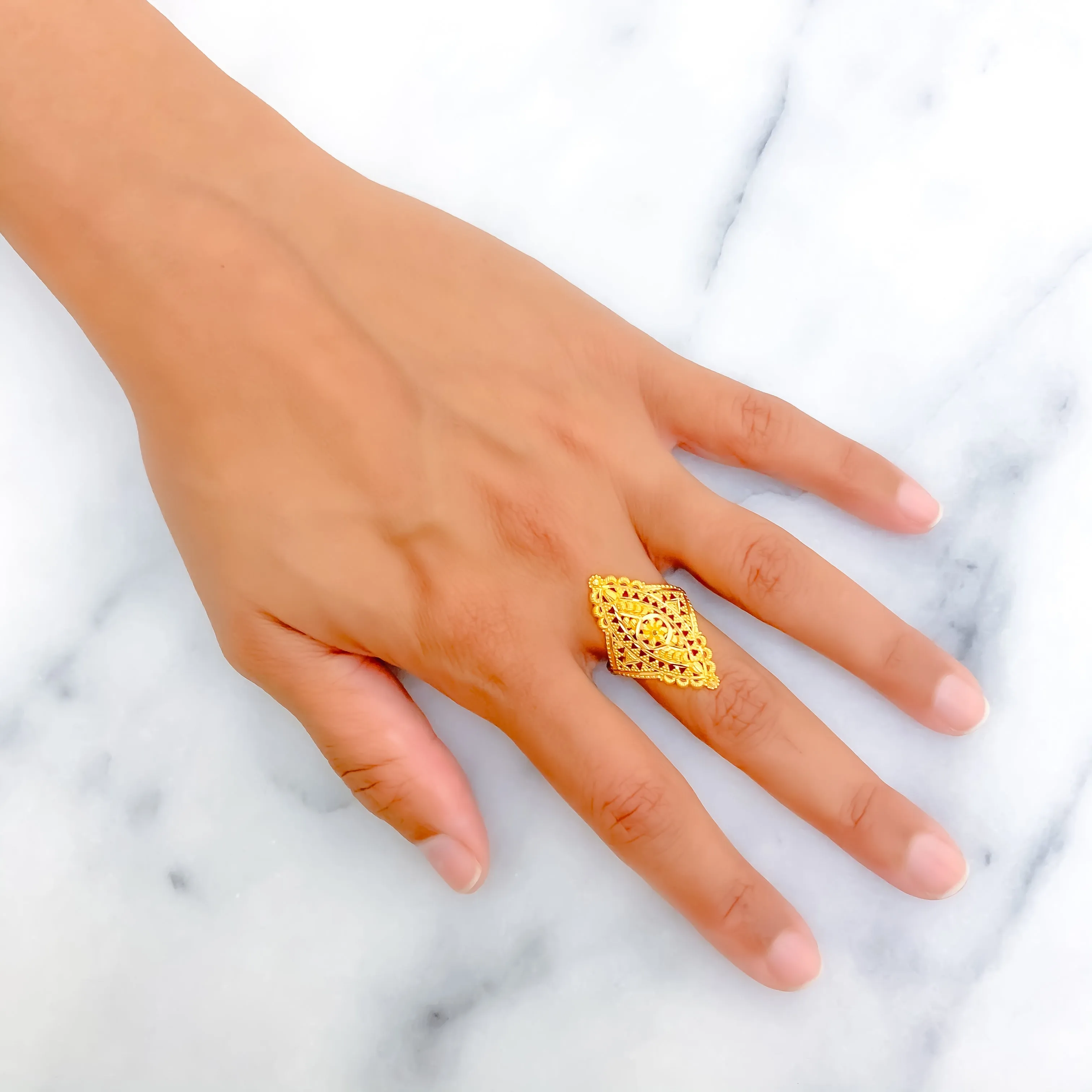 Geometric Accented 22K Gold Ring