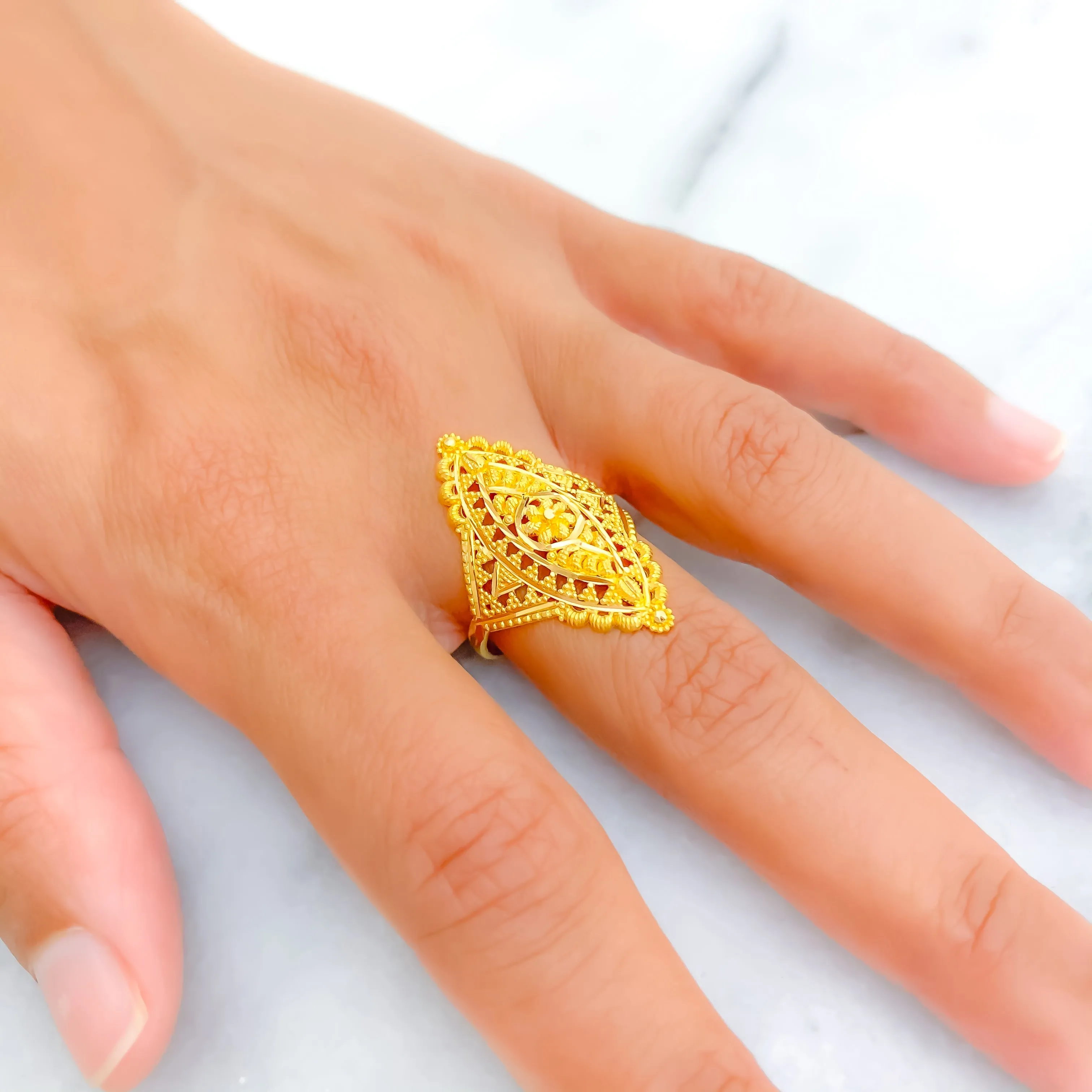 Geometric Accented 22K Gold Ring