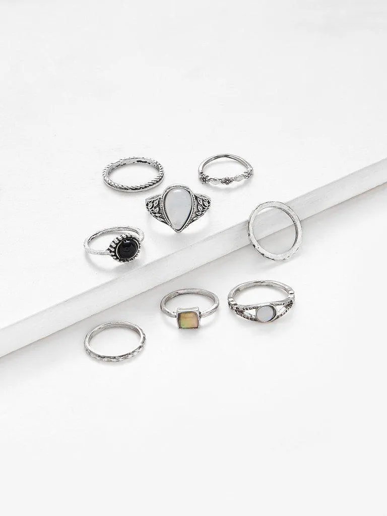 Geometric Design Ring Set 8pcs