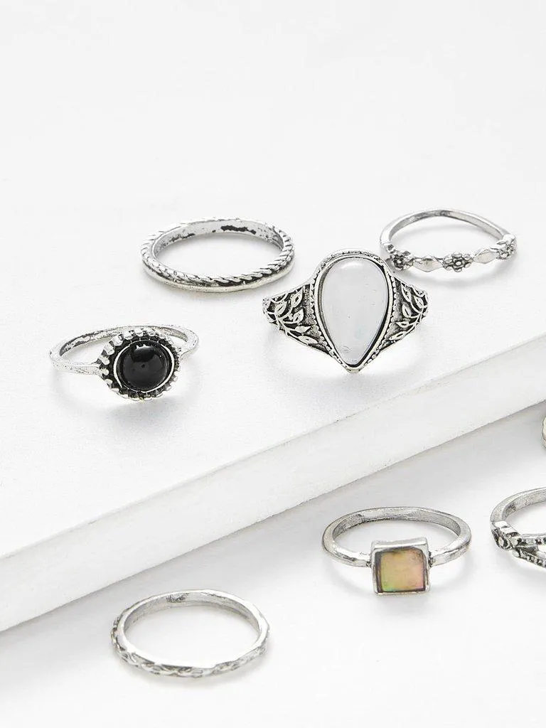 Geometric Design Ring Set 8pcs