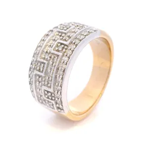 Geometric Diamond Pave Ring in Yellow Gold