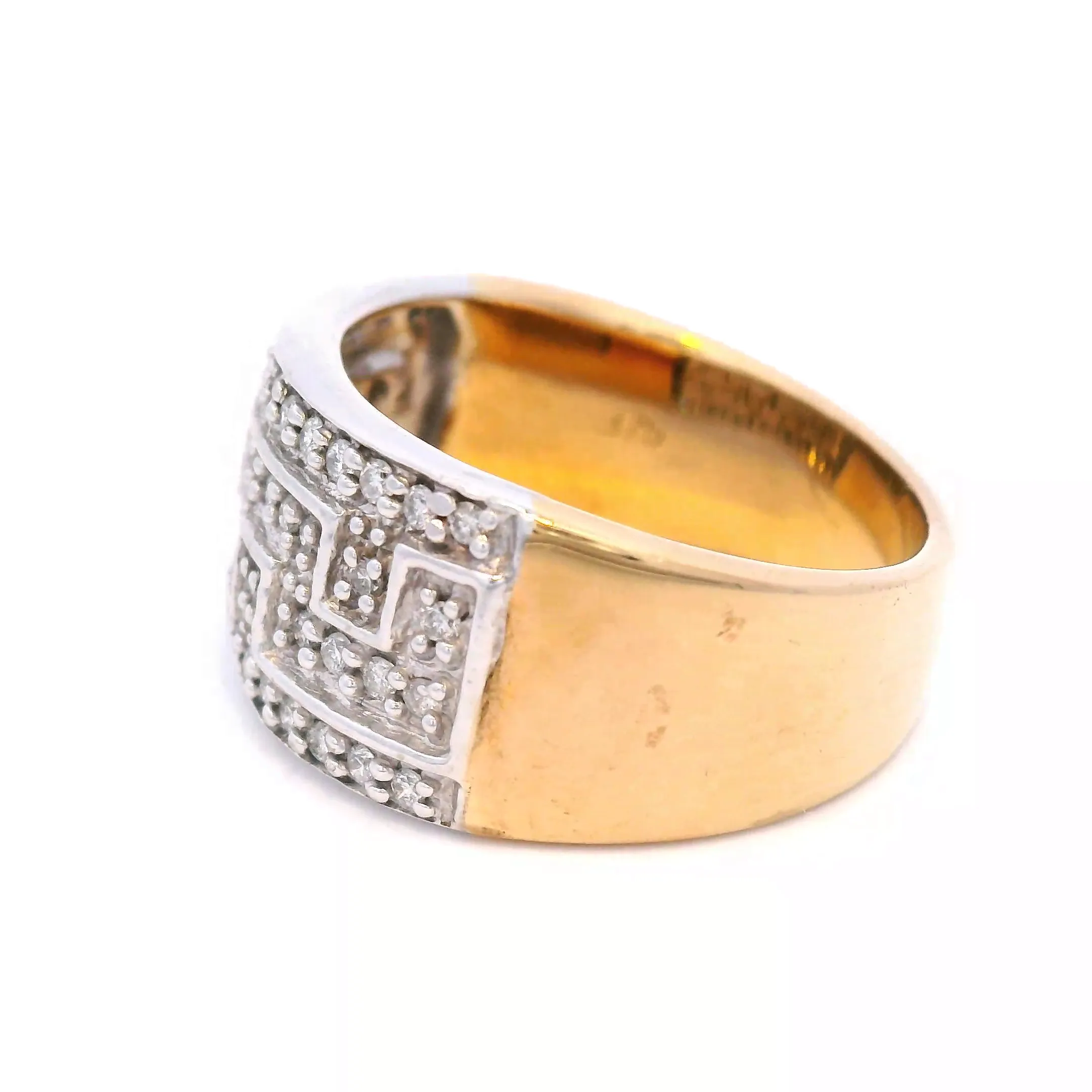 Geometric Diamond Pave Ring in Yellow Gold