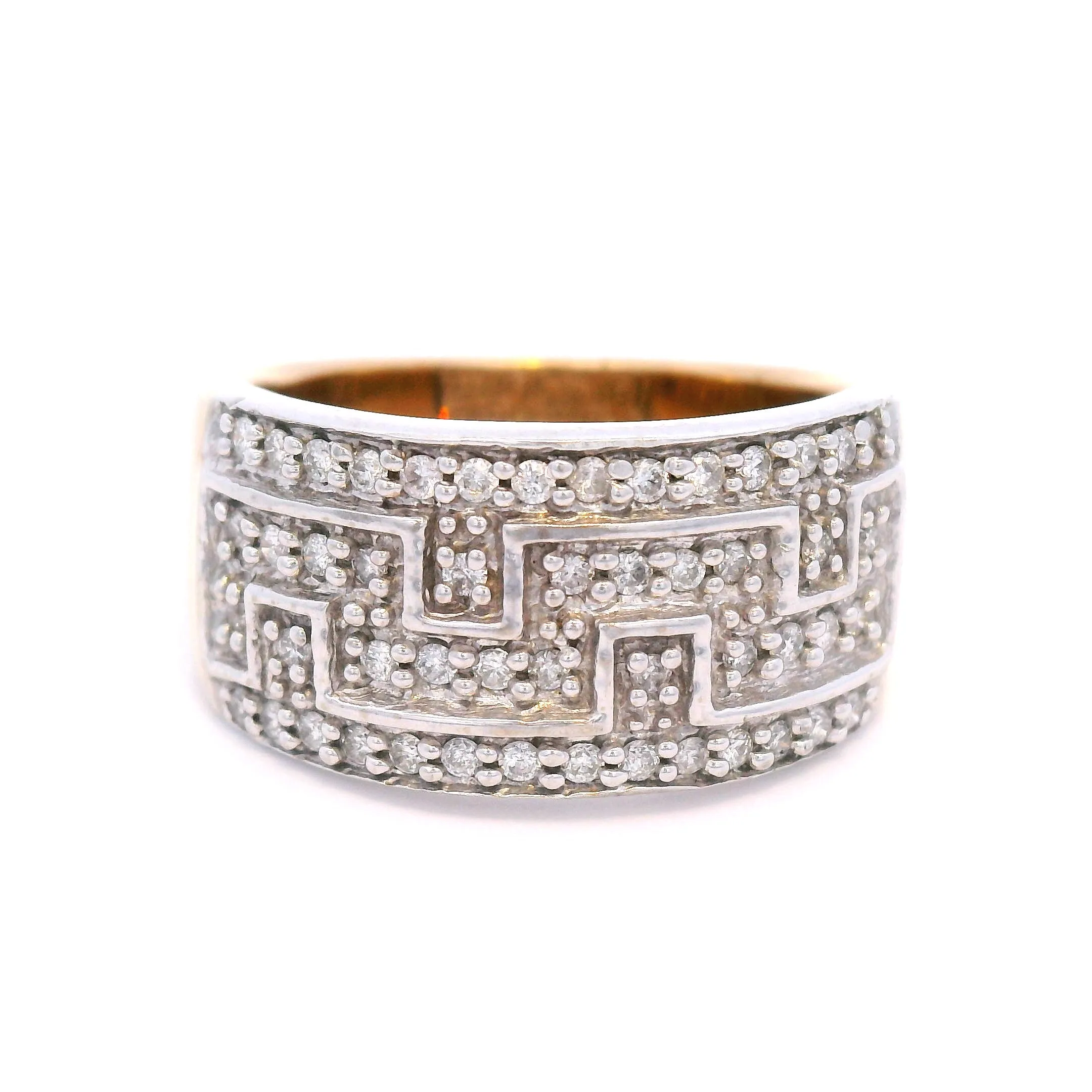 Geometric Diamond Pave Ring in Yellow Gold