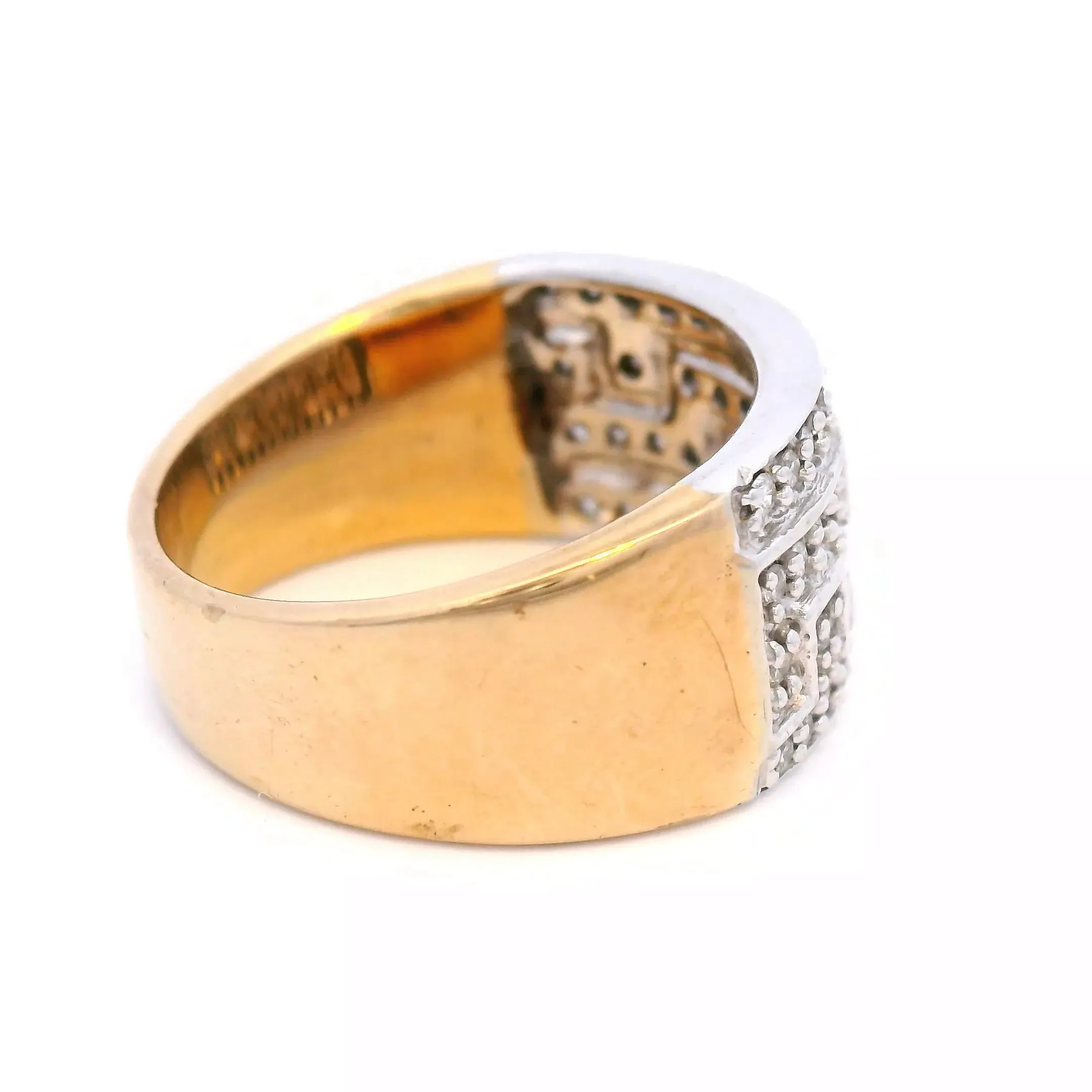 Geometric Diamond Pave Ring in Yellow Gold