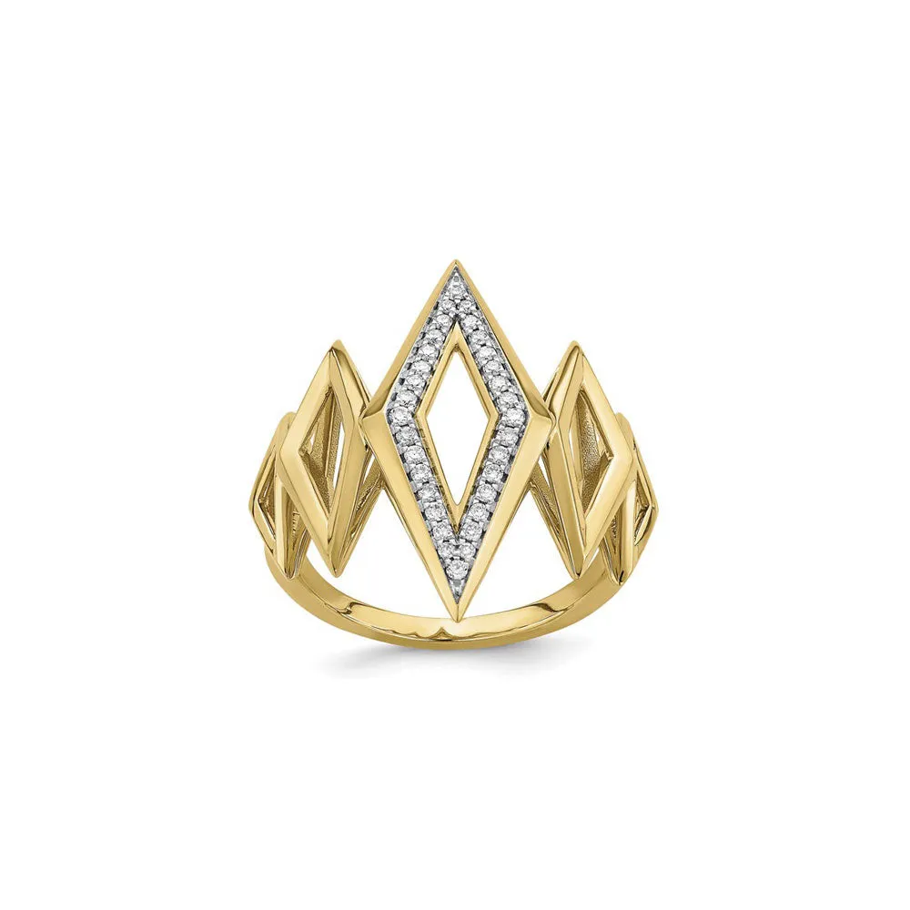Geometric Diamond Shapes Statement Ring (14K)