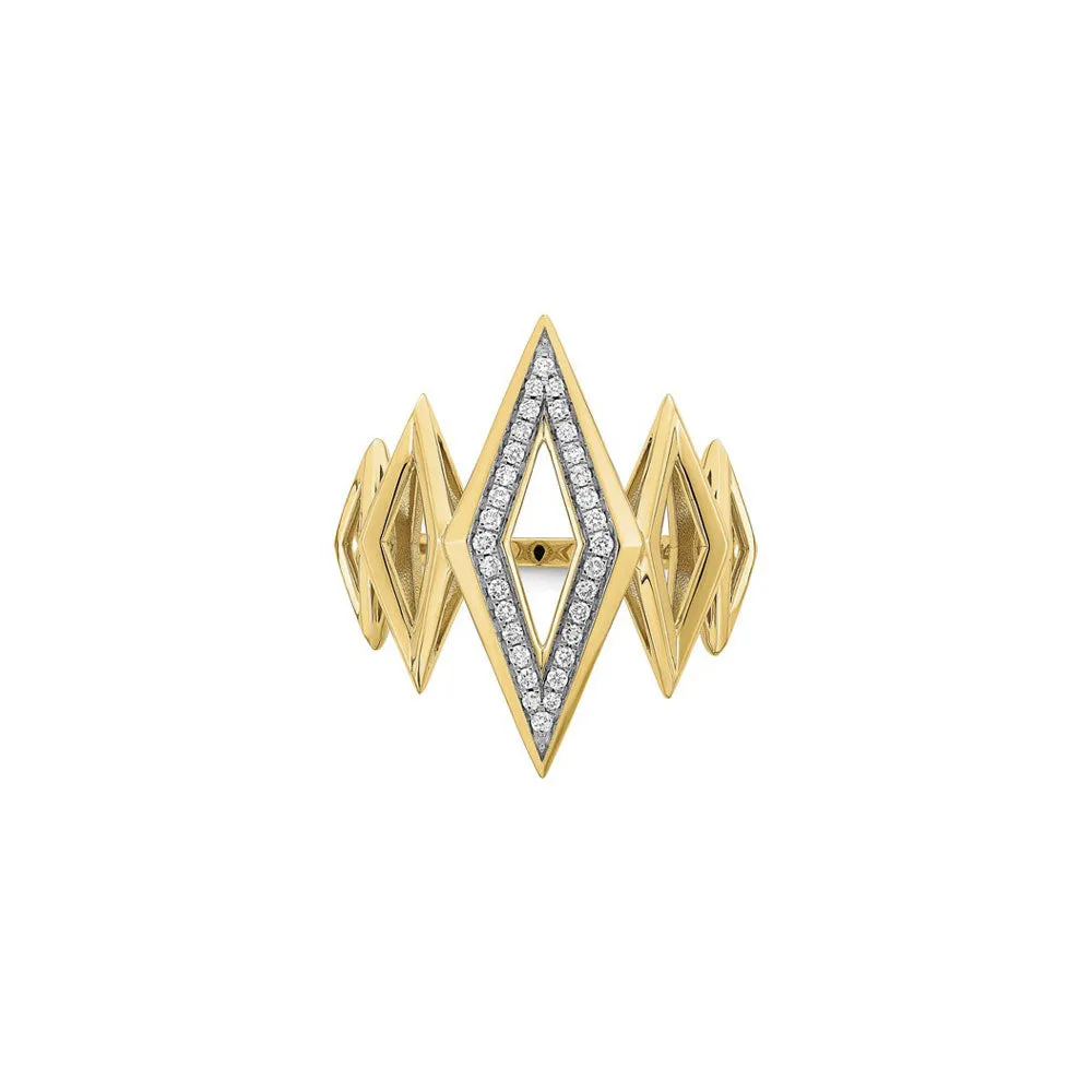 Geometric Diamond Shapes Statement Ring (14K)